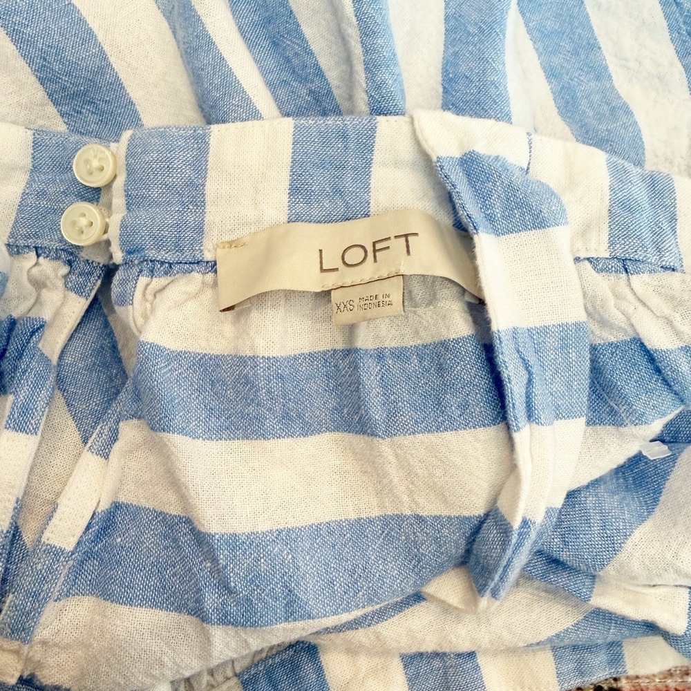 Loft Linen Blend Striped Cropped Tank Top Size XXS Coastal Beachy Lightweight - Picture 6 of 7